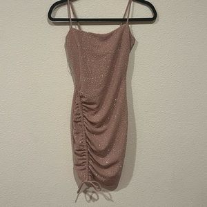 sparkly and glittery champaign tie dress